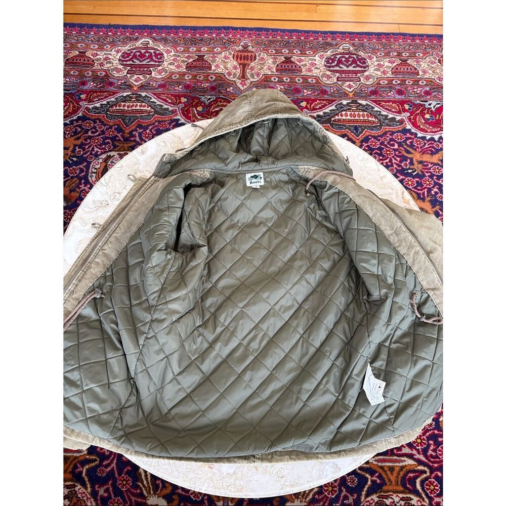 Roots Corduroy Hooded Military Green Zip Up Jacket - Picture 11 of 13